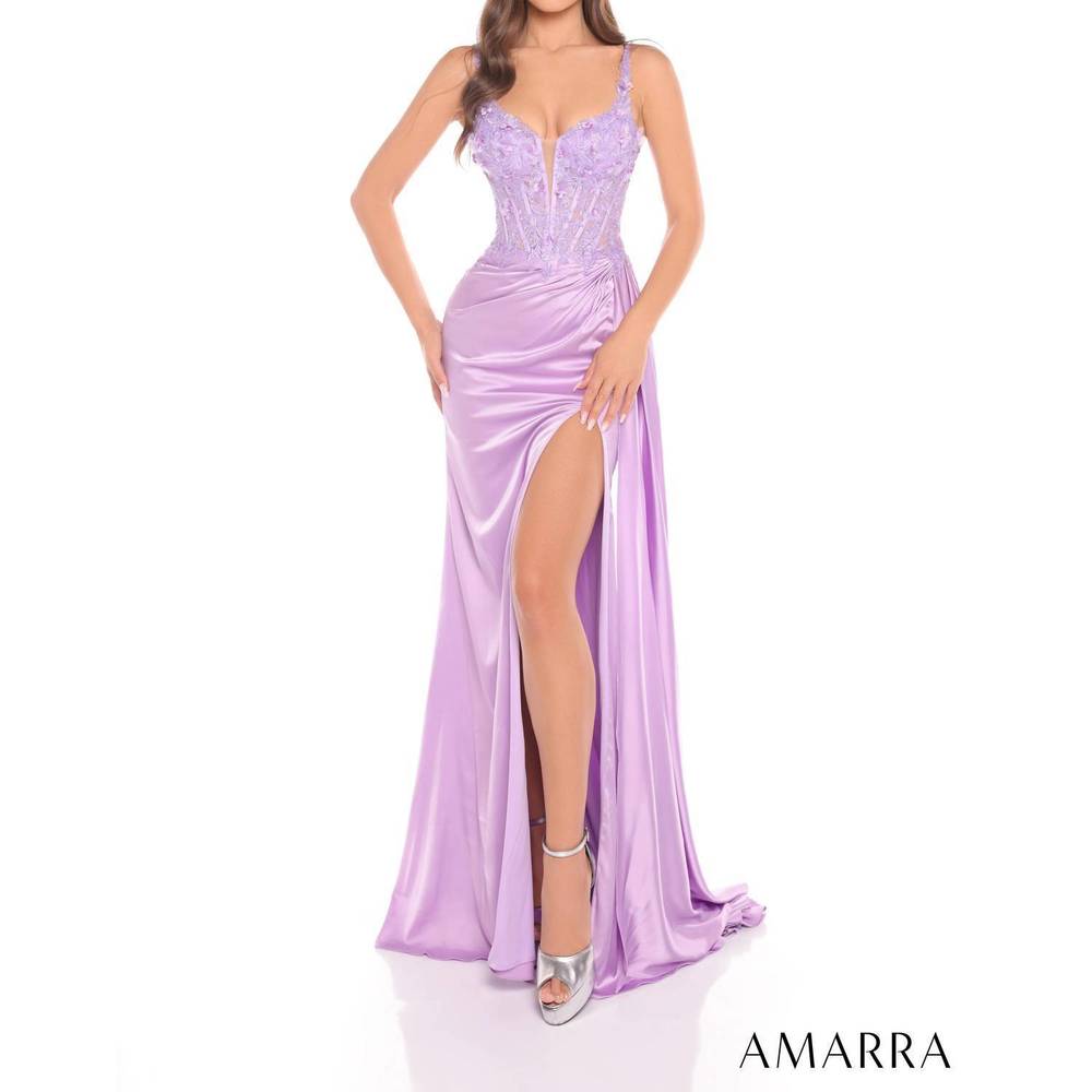 NEW AMARRA long prom gown with floral bodice in lilac